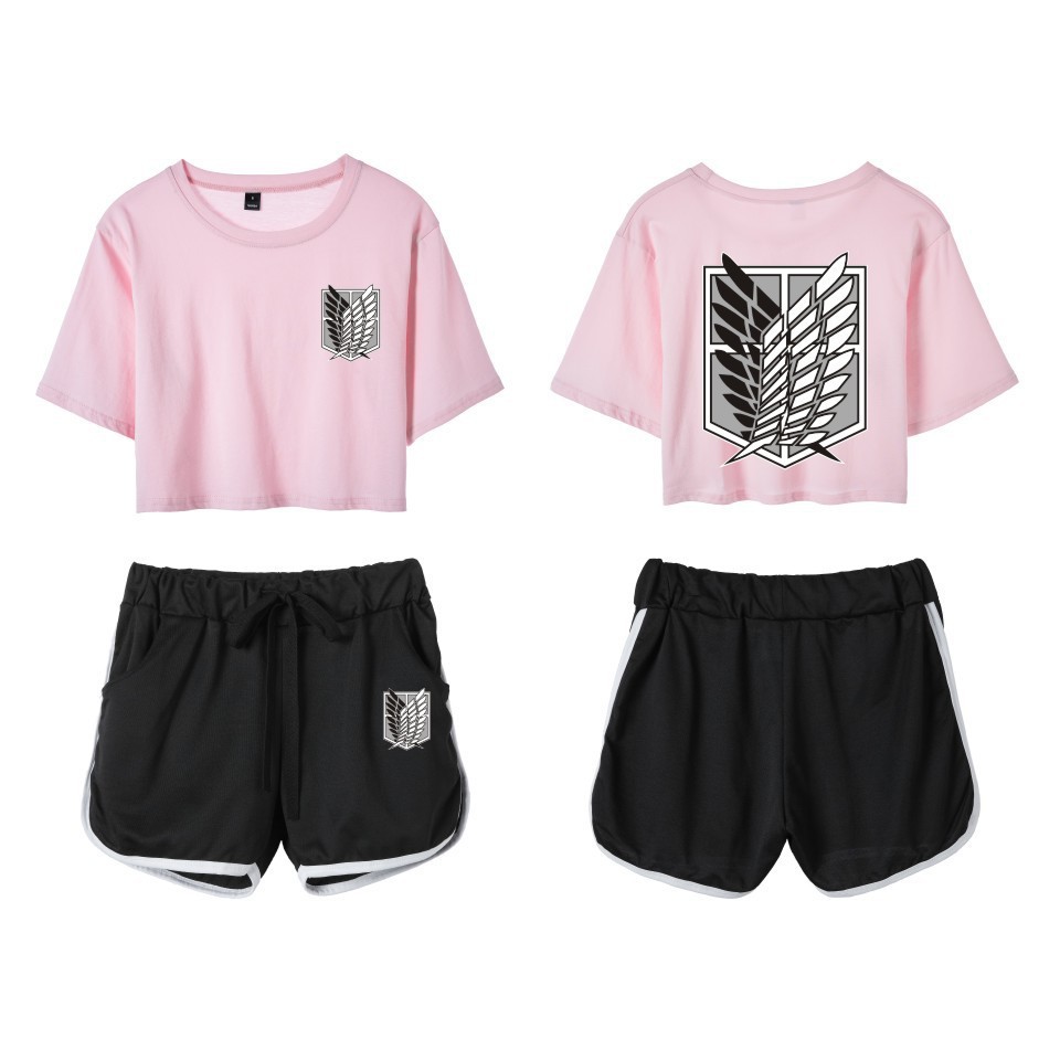 动漫进击的巨人调查兵团三笠艾伦自由之翼 时尚流行短款套装 批发