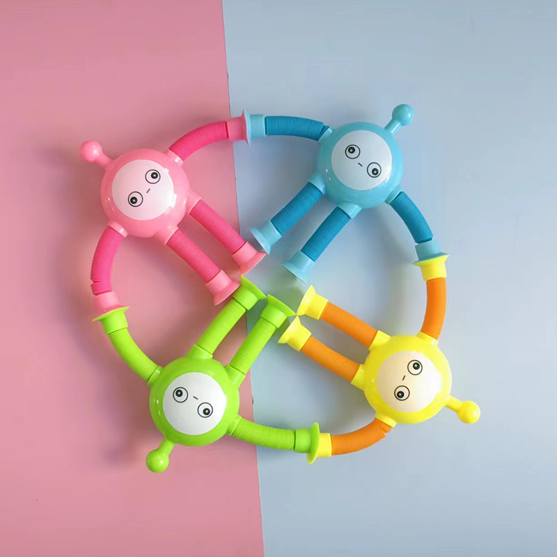 New Cartoon Egg Sucker Stretch Tube Variety Modeling Luminous Puzzle Decompression Pull Tube Egg Sucker Toy