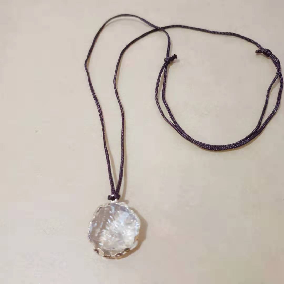 简约小冰块项链女士简约冷淡风仿白水晶原石玻璃不规则小清新项链