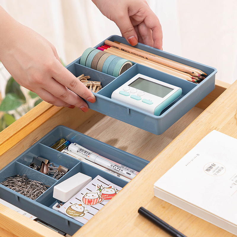 New Stackable 4-Compartment Desktop Stationery Finishing Box Drawer Small Object Classification Storage Box