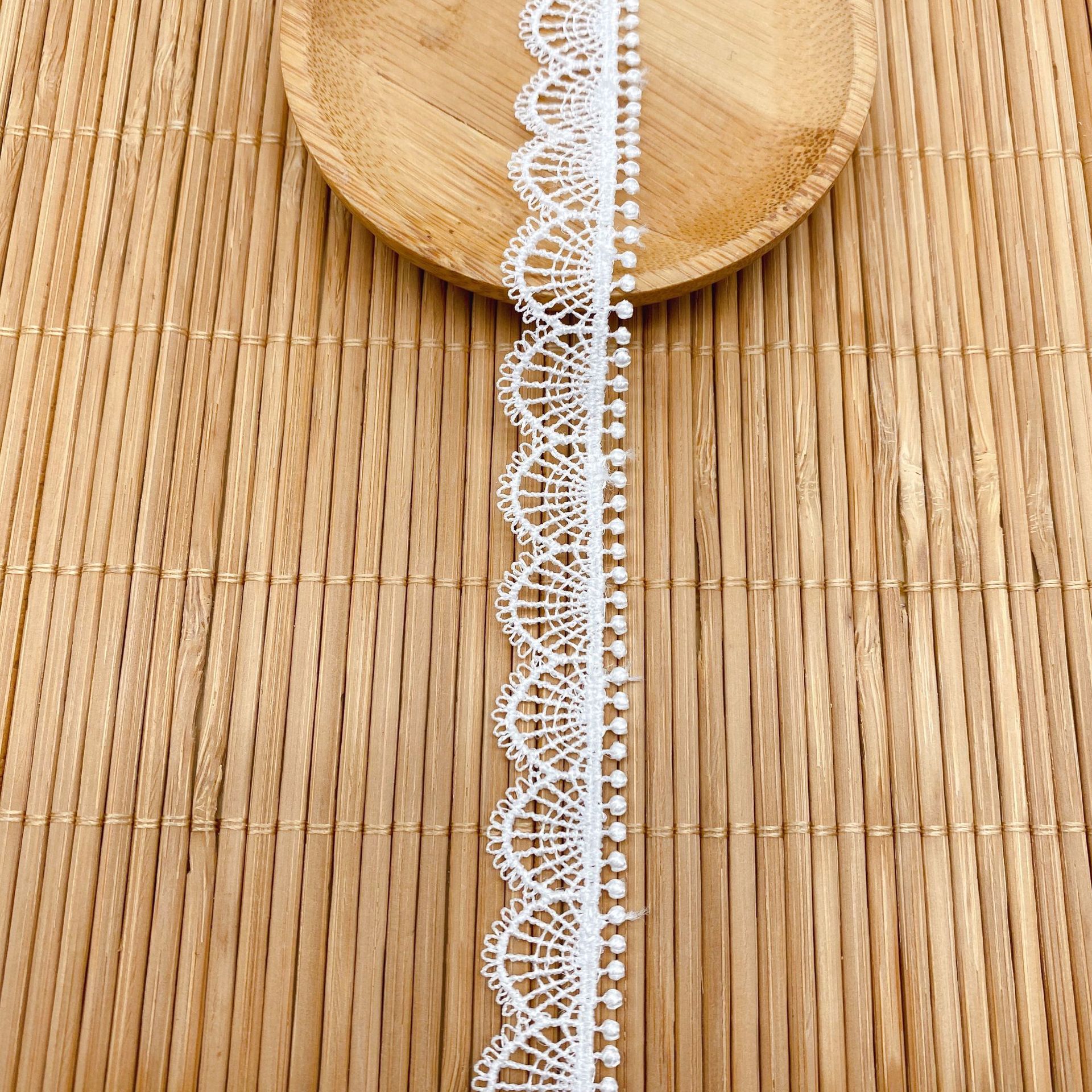 小条码花边 洛丽塔内衣辅料涤纶丝单边半圆刺绣服装辅料 蕾丝花边