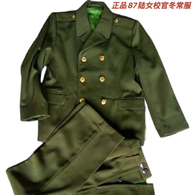 批发87陆冬常服 毛料中山装 女士黄毛冬服聚会舞台演出马裤呢套装