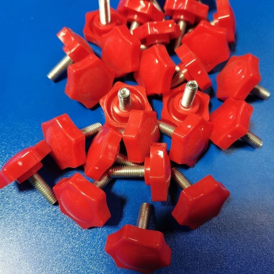 梅花手柄螺丝六角胶头手拧螺栓调节螺丝旋扭塑胶头螺丝m6m8m10