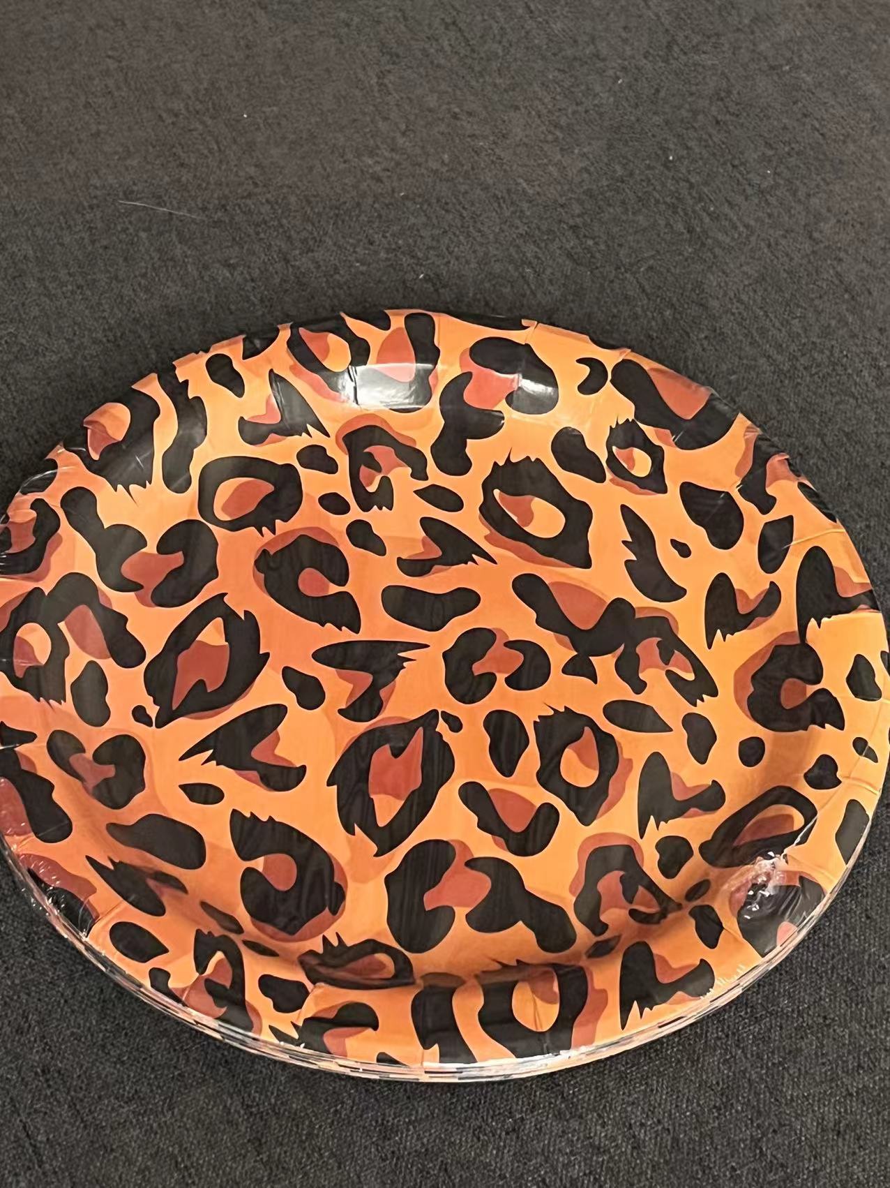 Disposable Paper Plate Leopard Print Party Decoration Tableware Jungle Animal Printing Party Supplies Paper Plate