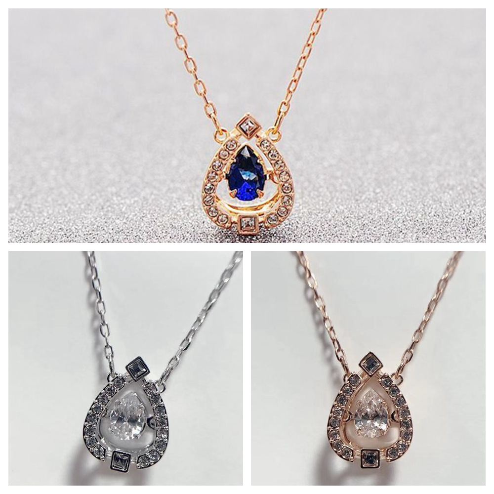 新品 施家 人鱼之泪跳动的心爱心水滴项链 灵动雨滴缀梨形项链