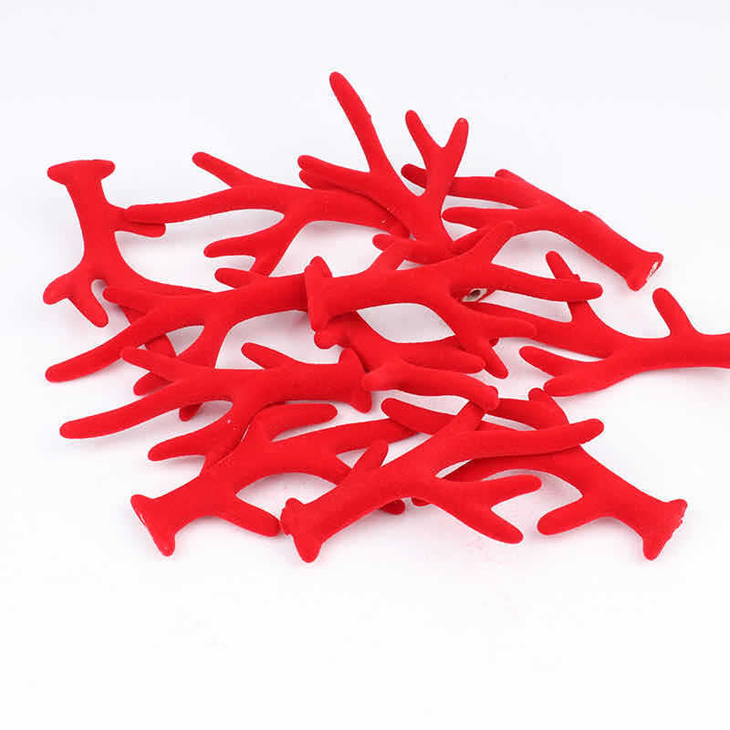 Plastic Flocking Antlers Simulation Flocking Deer Christmas Plastic Antlers Hairpin Material Headdress Accessories