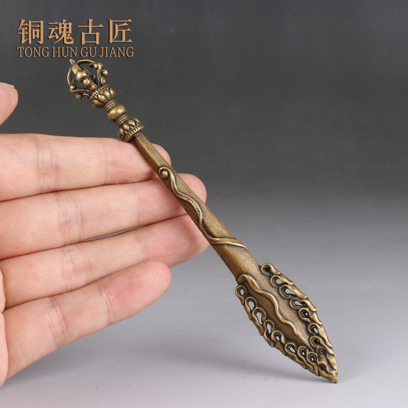 纯铜尼泊尔藏传佛密宗法器文殊剑菩萨智慧宝剑降魔金刚杵大号