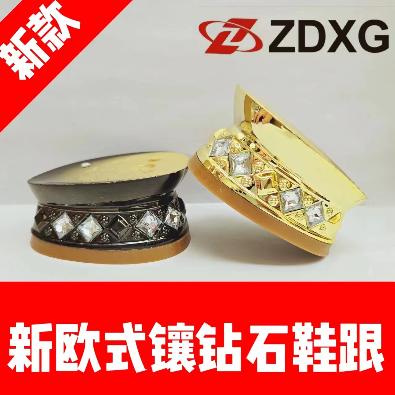 正大鞋跟鞋底57222-23新型欧式复古镶钻石女士凉鞋单鞋粗鞋跟