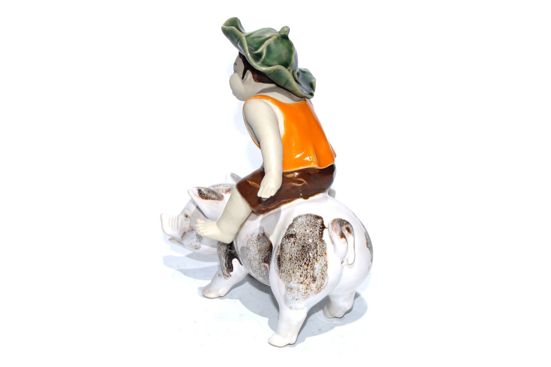 小将军骑猪小孩石湾陶瓷公仔盆景假山渔缸人物摆设厂家直销可代发