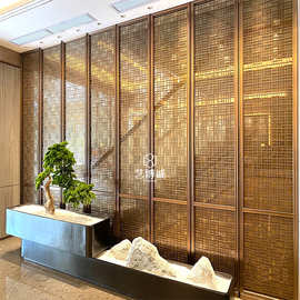 佛山厂家来图制作高端轻奢客厅装饰不锈钢隔断玄关金属屏风背景墙