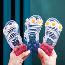 新款时尚拖鞋女夏水晶花朵透明韩版学生潮流百搭外穿软底凉拖鞋女