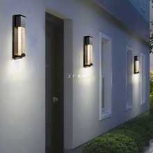 xy户外防水壁灯现代简约阳台走廊过道别墅庭院大门LED感应水晶墙