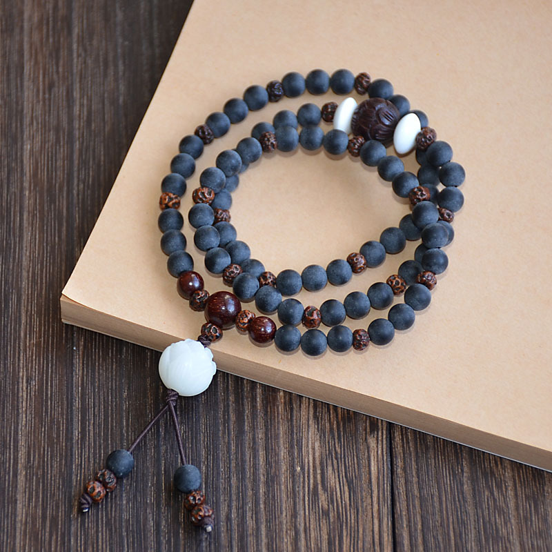 药珀菩提莲花双圈手链小叶紫檀菩提根佛珠手持手捻民族风-阿里巴巴