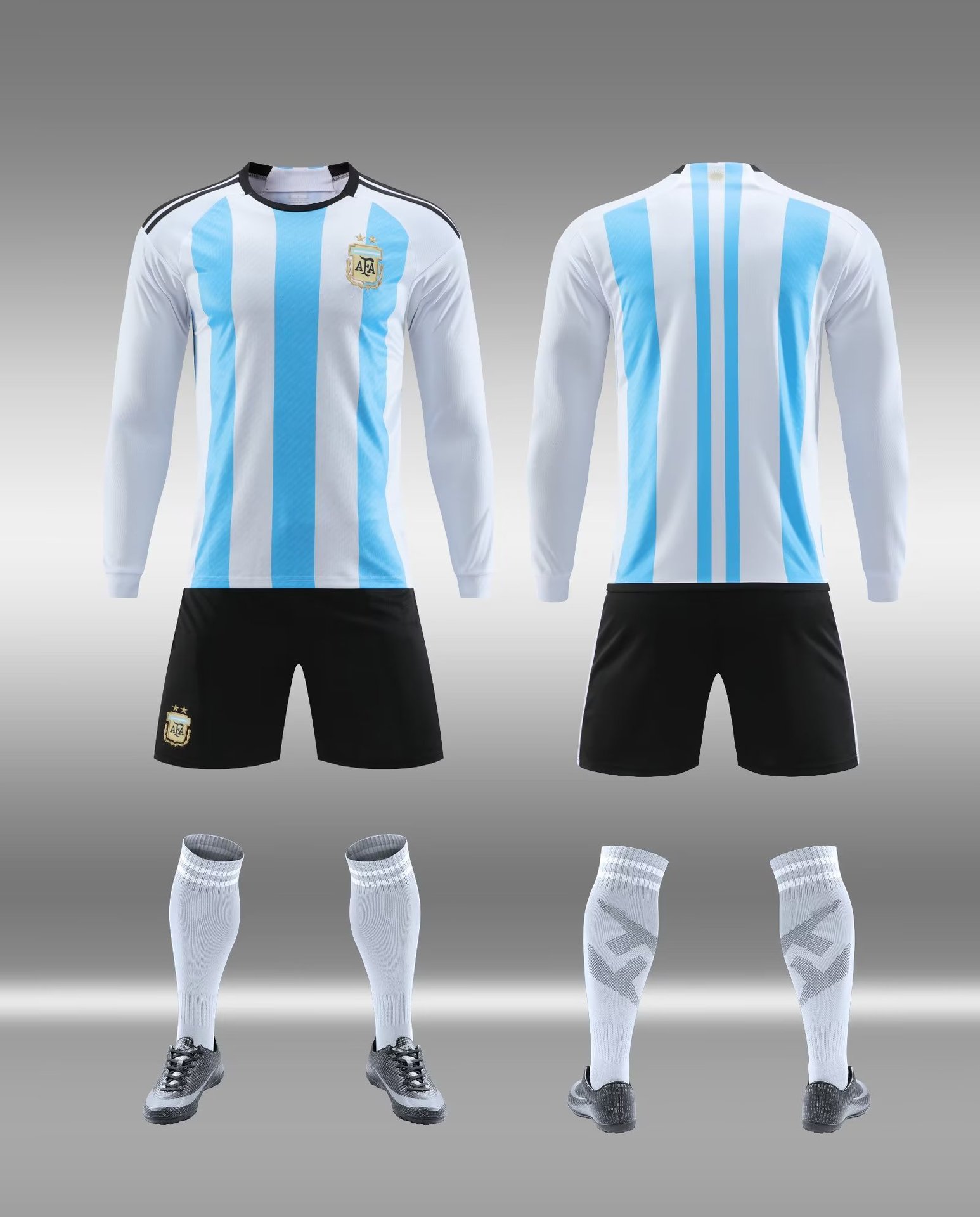 22-23长袖阿根廷主场国家队足球服套装儿童成人队服球衣16码-3xl