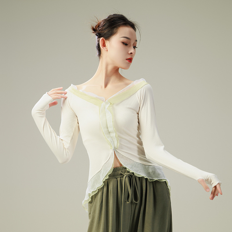 古典舞纱衣中国舞服装身韵形体服舞蹈上衣女款新款冬季舞蹈练功服