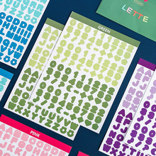 韩国ins彩色英文字母数字装饰平张贴纸卡片DIY手帐标记素材贴画
