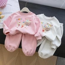 女童宝宝两件套2024春秋韩国新款卡通卫衣卫裤子套装童装洋气儿童