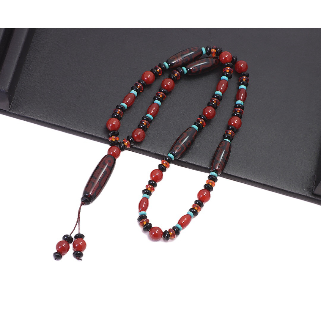 跨境欧美天然西藏民族饰品玛瑙天珠吊坠项链女老玛瑙毛衣链-阿里巴巴