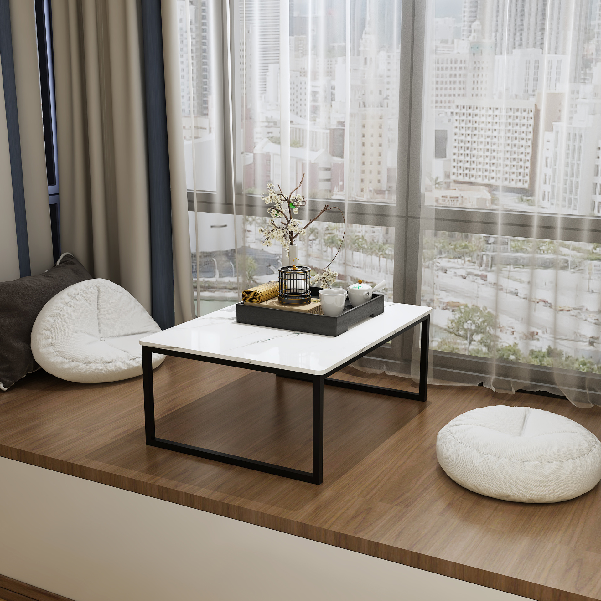 北欧岩板小茶几大理石阳台飘窗小桌子卧室坐地日式简约榻榻米矮桌