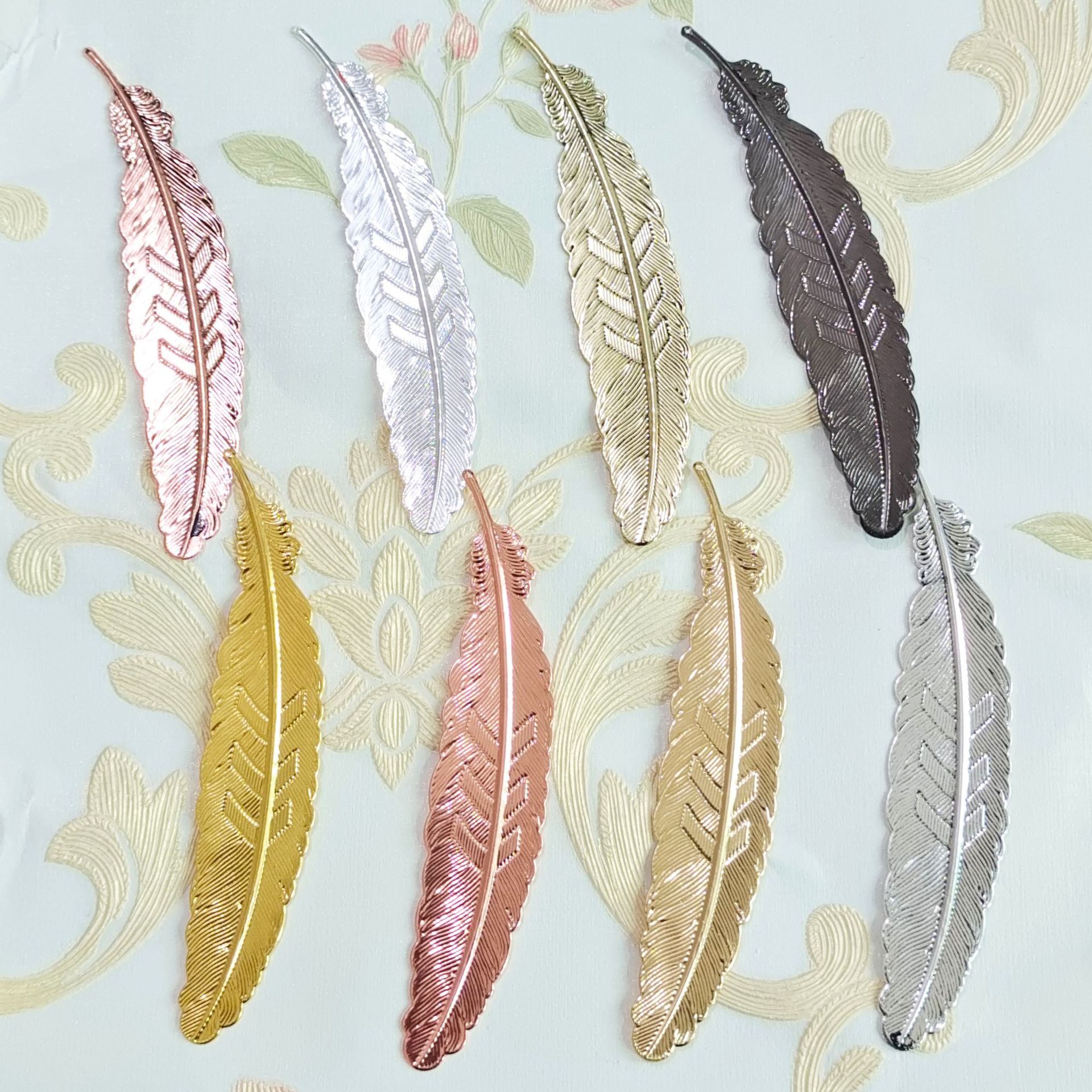 中国风创意金属羽毛书签diy配件学生礼品树叶书签挂件批发工厂货