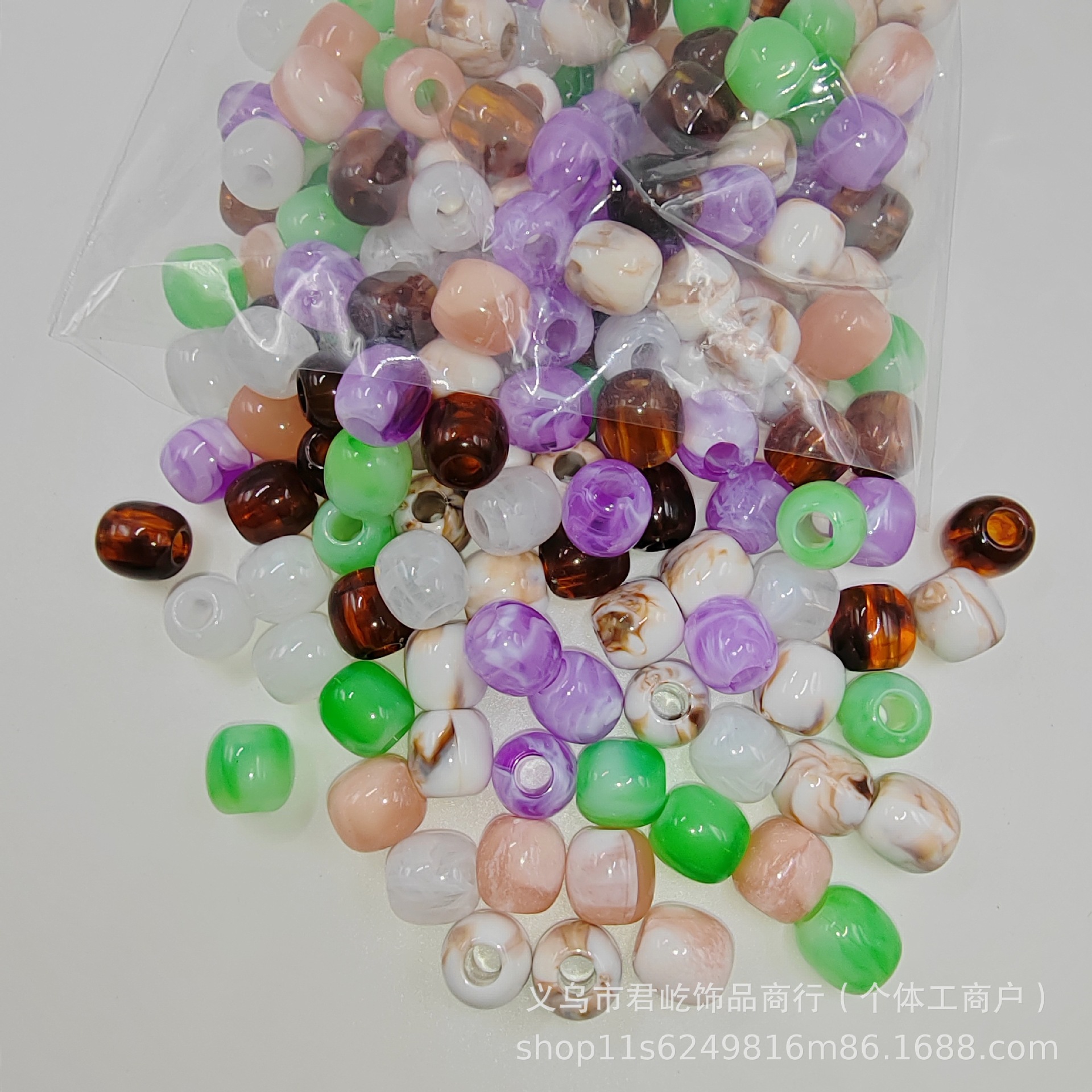 12mm亚克力双色大孔珠桶珠汽车坐垫散珠手链串珠diy饰品配件批发
