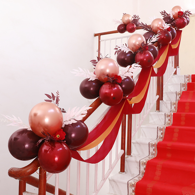 婚庆结婚楼梯扶手装饰婚房布置套装拉花婚礼房间气球男方女方卧室