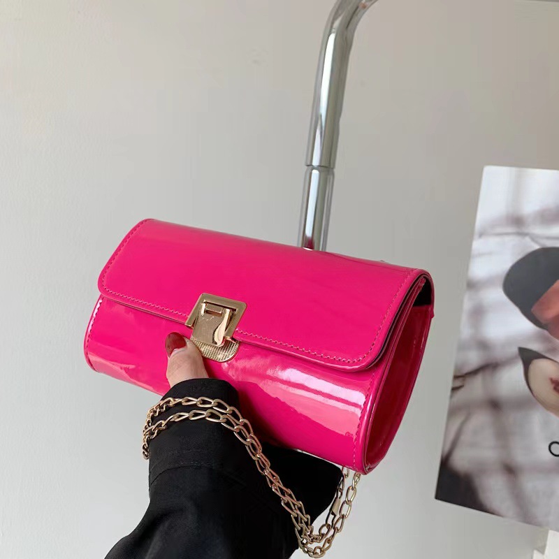 Women's Bag New Fashion Vintage Patent Leather Glossy Chain Bag Women's Shoulder Crossbody Bag Flap BAG