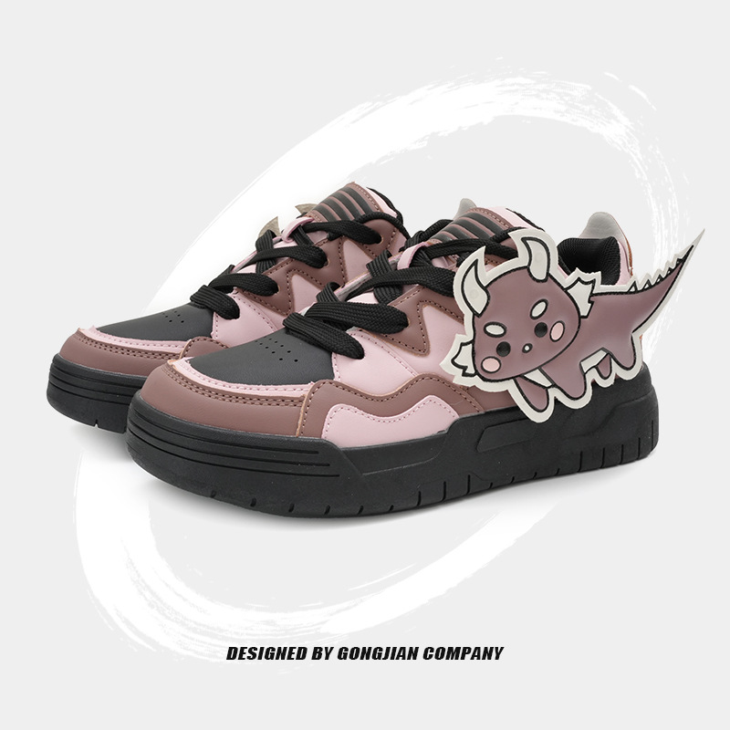 卡通小恐龙chic风板鞋小众学院面包休闲鞋个性厚底运动鞋女春季
