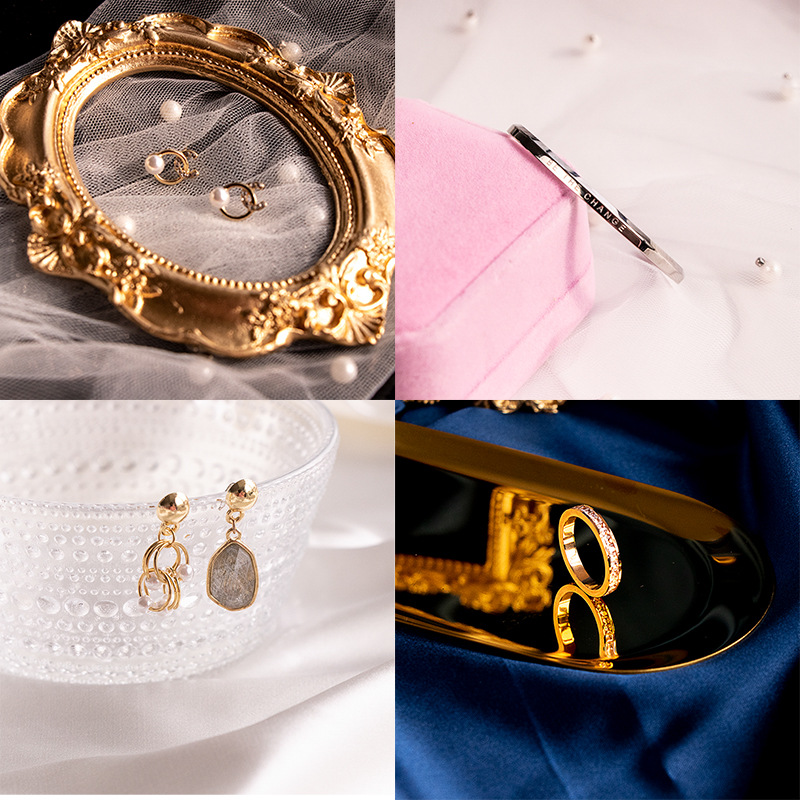 首饰珠宝项链耳钉耳环饰品摄影摆拍拍照道具拍摄背景布摆件道具