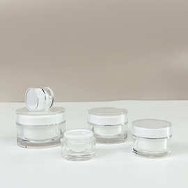 现货热销 5g-50g 经典透明直圆厚壁双层膏霜瓶眼霜瓶面霜瓶分装瓶