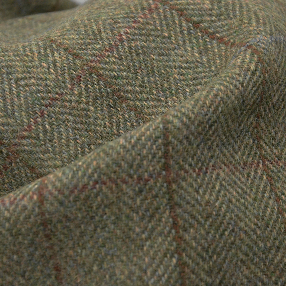 全毛质感混绿色毛纺人字呢面料 秋冬毛呢西装外套包包款羊毛布料