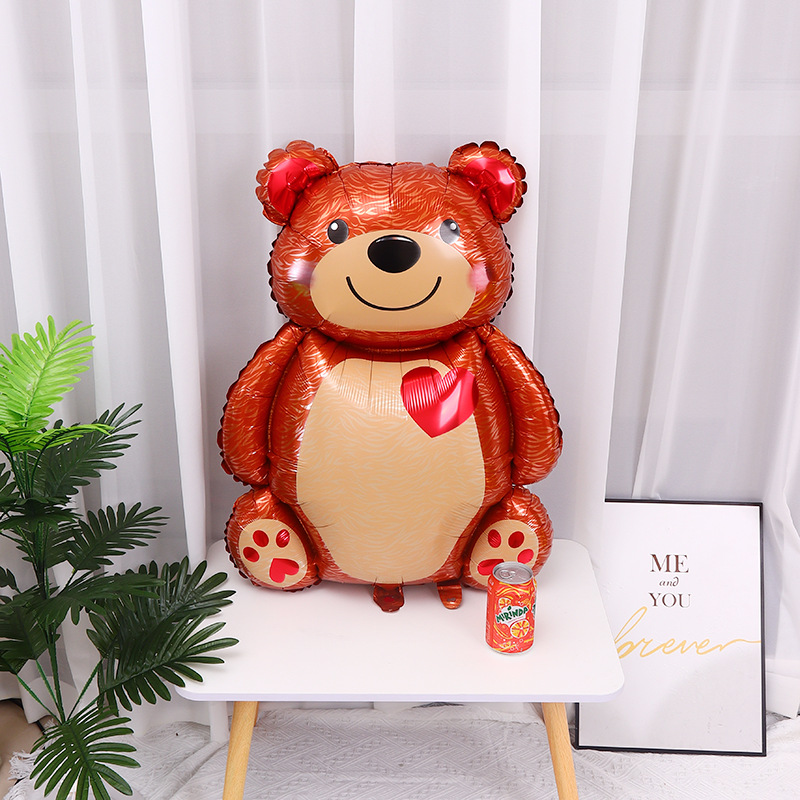 网红ins风 卡通爱心小熊超大铝膜气球生日情人节拍照道具场景布置