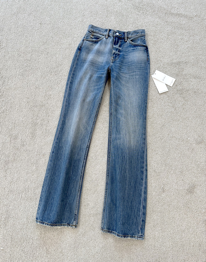   Denim Women's Pants Craft Foreign Trade High Quality Italian Series Slimming onger eg Mid-Waist Straight Jeans