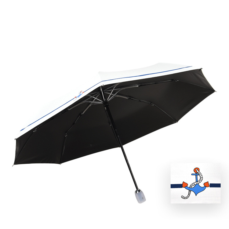 Full-Automatic Vinyl Sunshade Triple Folding Umbrella Men's and Women's Folding Rain Or Shine Dual-Use Umbrella Simple and Fresh Student Umbrella Gift