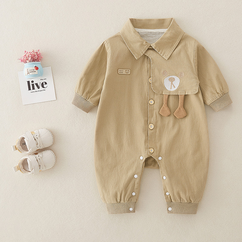 Baby Spring Clothes Male Baby Clothes Super Cute Western Style One-Piece Romper Spring and Autumn 3 Months Romper Cute Going out Rompers