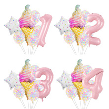 跨境 冰激凌儿童周岁生日派对装饰甜甜圈铝箔气球 甜点心造型装饰