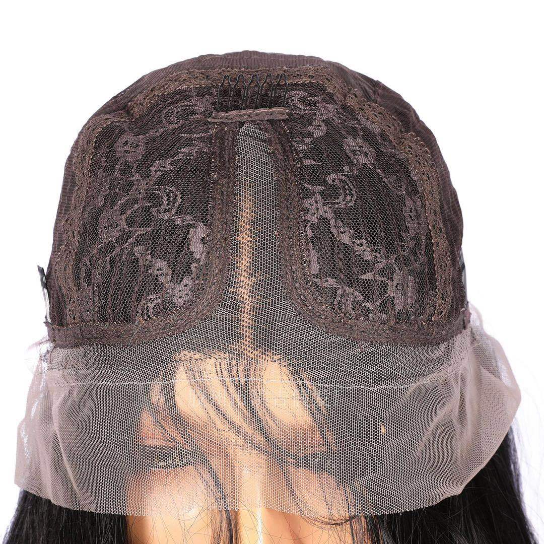 粉色大波浪半手勾假发长卷发化纤前蕾丝假发 欧美假发跨境专供