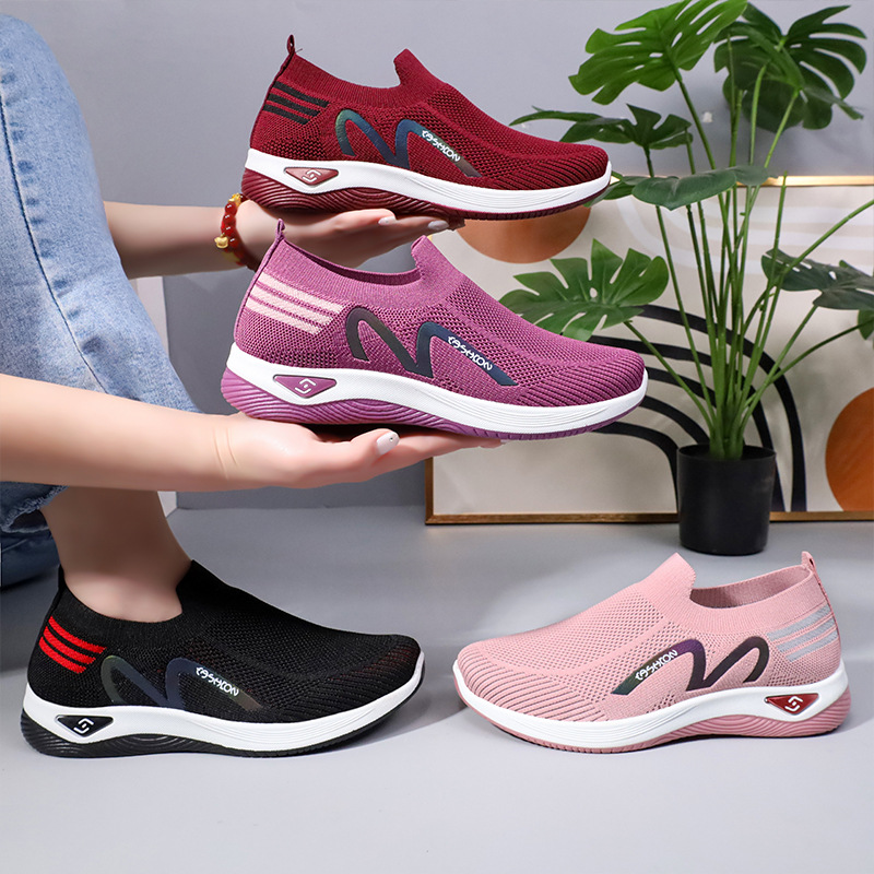 Women's Shoes 2023 New Foreign Trade Flying Woven Socks Mouth Women's Shoes Casual Walking Soft Bottom Fashion Breathable Sneaker Women's Shoes