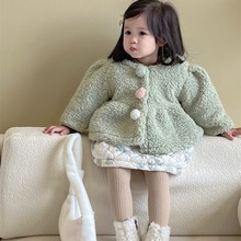 韩版童装2023新款冬季女童加厚毛毛外套加绒连衣裙打底衫三件套装