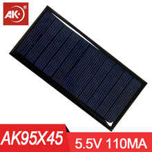 AK多晶太阳能滴胶板95*45 5.5v 110ma发电板晶体硅板充锂电池批发
