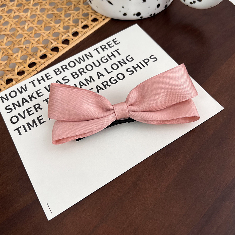 Cute Bow Three-Dimensional Small Hairclip Girl Pink Bang Clip Small Ear Headdress Little Red Book Recommendation Head Clip