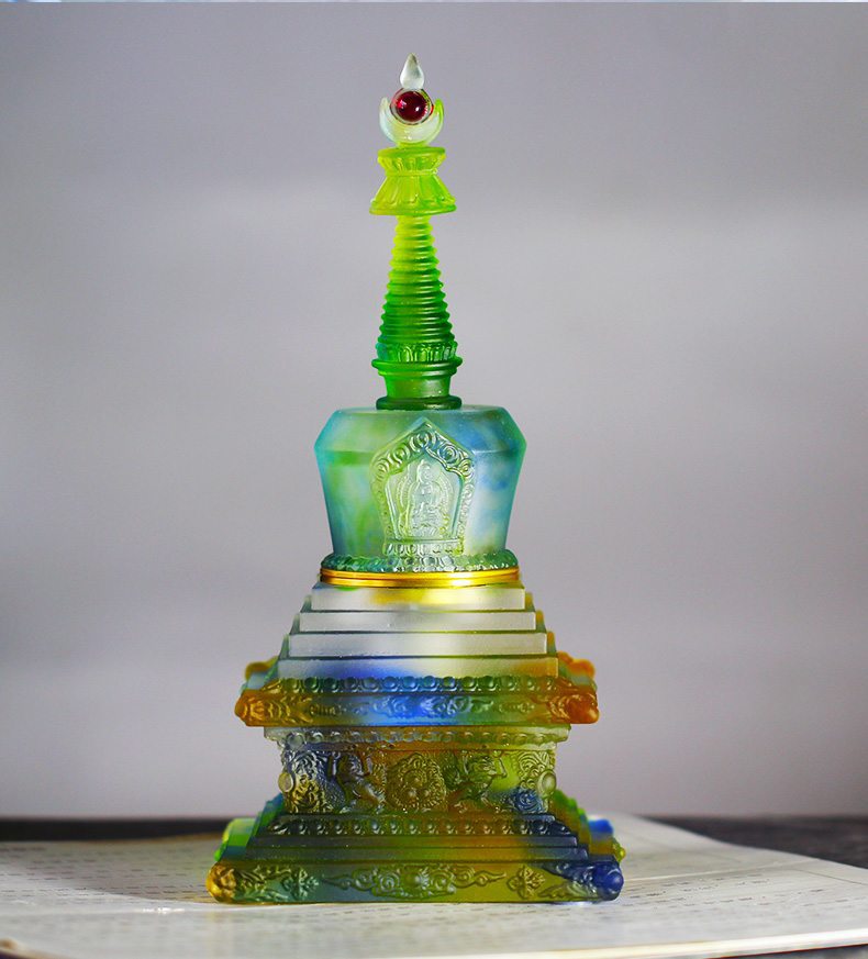 装藏琉璃舍利塔菩提塔居家佛堂寺庙摆放藏传供佛供具工艺用品摆件