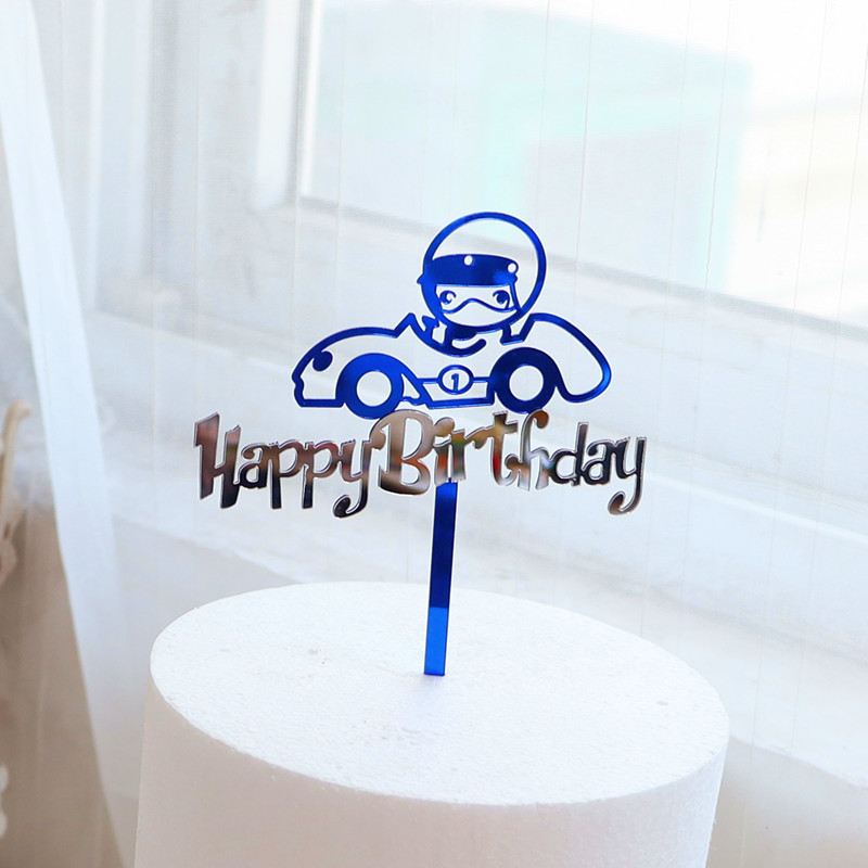 Copyright INS Style Double Acrylic Boy Birthday Cake Decoration Astronaut Party Acrylic Cake Insertion