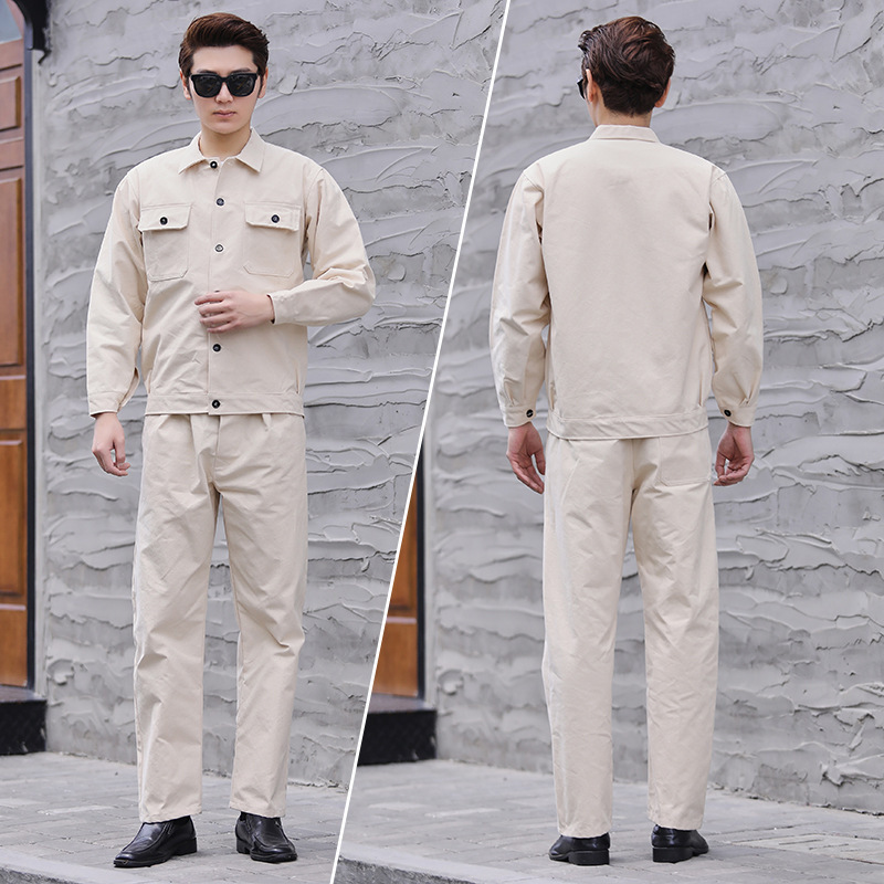 劳保帆布电焊工作服套装钢厂白色厚帆布劳保服电焊服工装制服批发