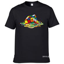 Summer Cotton T-Shirt Rubik's Cube Printing T-Shirt Funny Hi