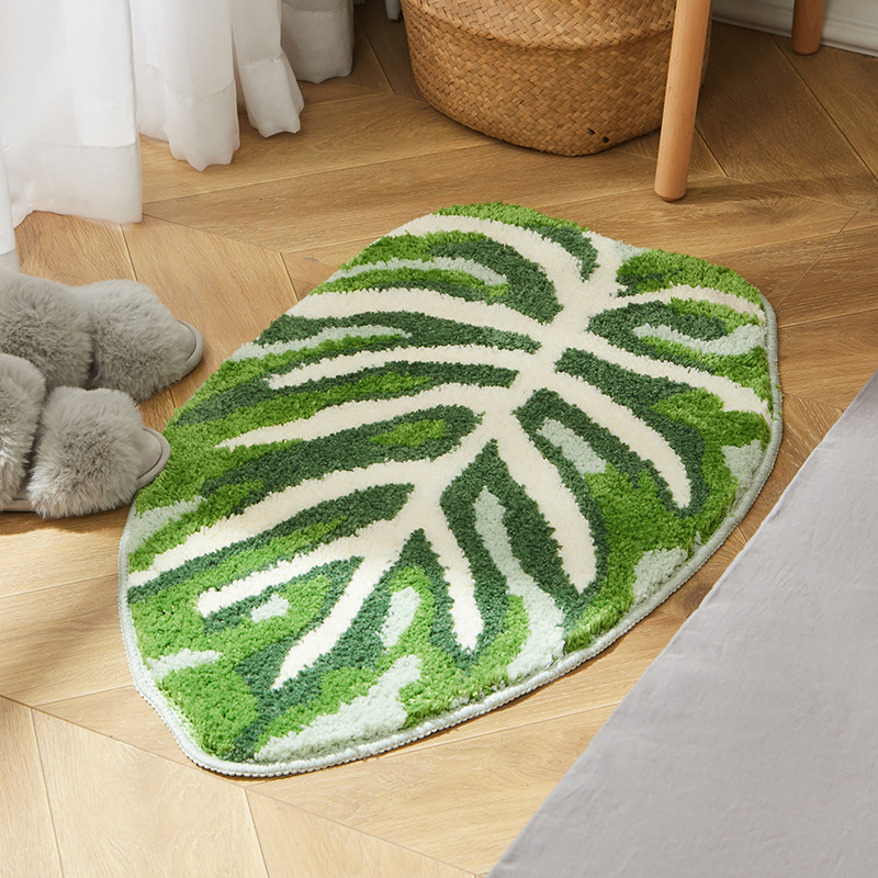 nordic plant leaf tufted carpet bathroom non-slip floor mat bathroom living room bedroom opposite sex floor mat