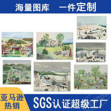 摩西奶奶美式油画客厅装饰画田园风小清新卧室海报抽象喷绘画芯