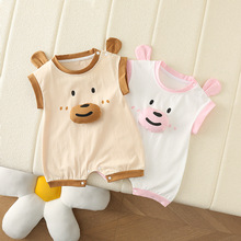 婴幼儿可爱宝宝儿童薄款夏季卡通小熊连体哈衣造型卡通熊短哈衣