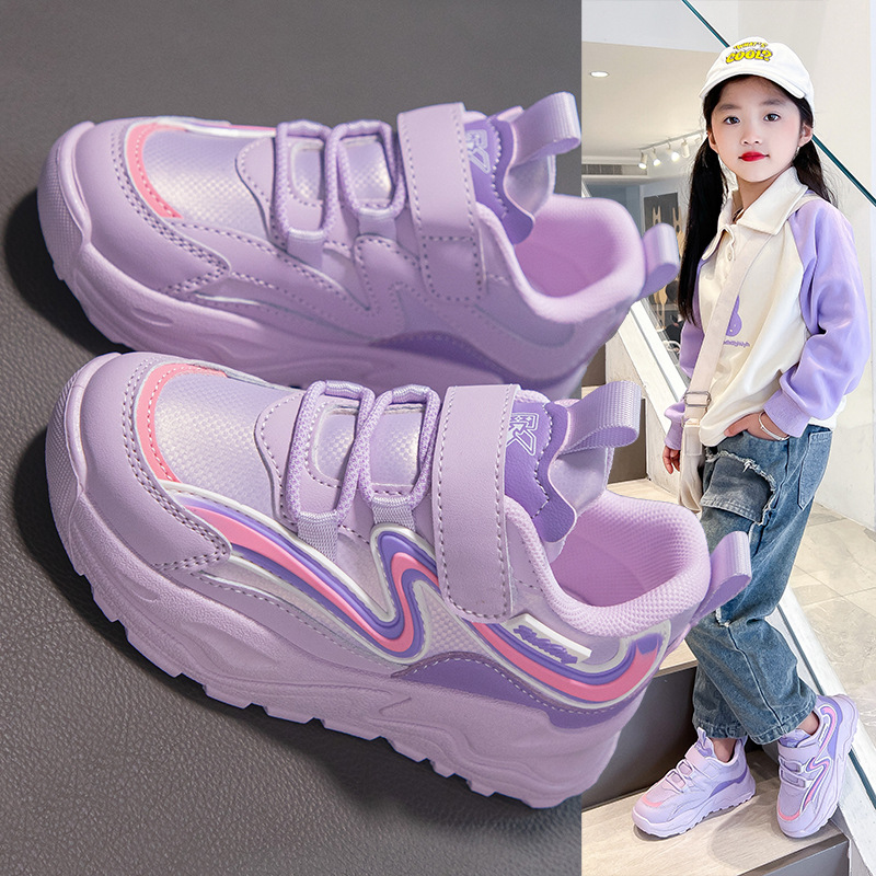 Girls' Shoes 2024 Spring New Popular Running Sneakers for Children and Girls Fashion Soft Bottom Travel Shoes