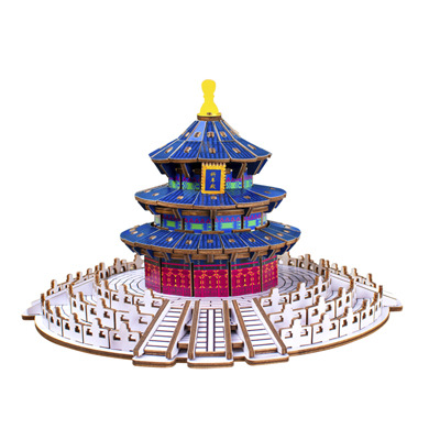 厂家直销 馨联新品 裱纸工艺 木制3d拼插玩具 工艺品 北京天坛
